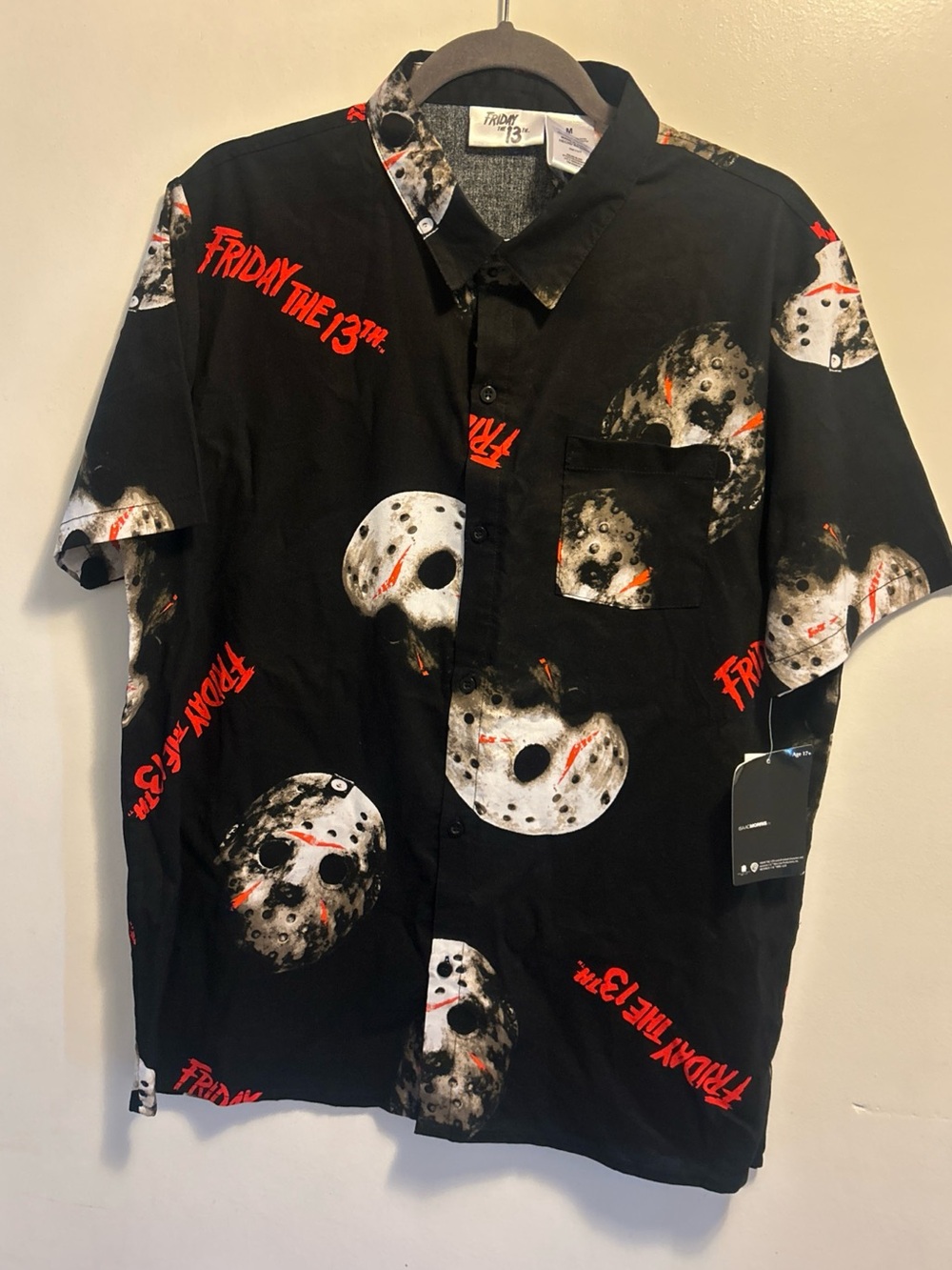 Friday the 13th button up shirt, medium